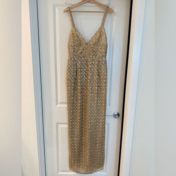 NWOT BRONX AND BANCO Allegra Gold Sequin Maxi Dress, size S - Picture 9 of 16